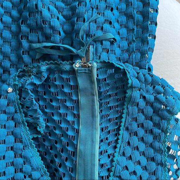 Anthropologie Tracy Reese Teal Blue Godet Knit Dress Fit Flare size Small - Picture 8 of 11